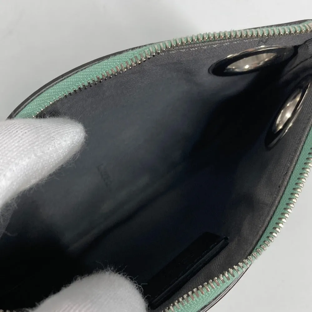 FENDI Pouch 8BS007 leather green Coin case Wallet Clutch Small Women Used