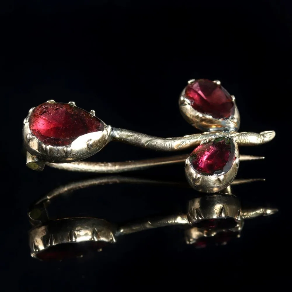 Georgian Flat Cut Garnet Brooch 18Ct Circa 1770