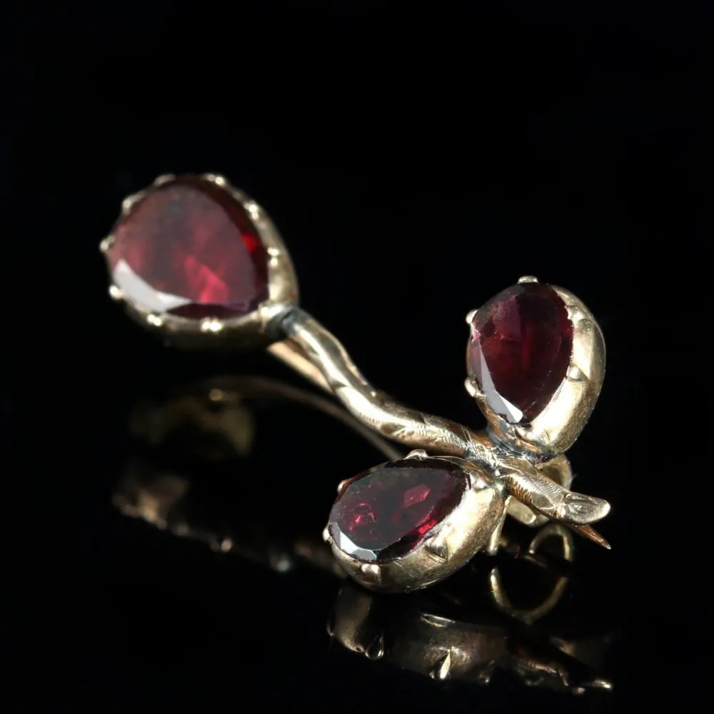 Georgian Flat Cut Garnet Brooch 18Ct Circa 1770