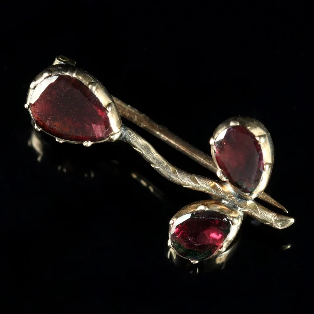 Georgian Flat Cut Garnet Brooch 18Ct Circa 1770