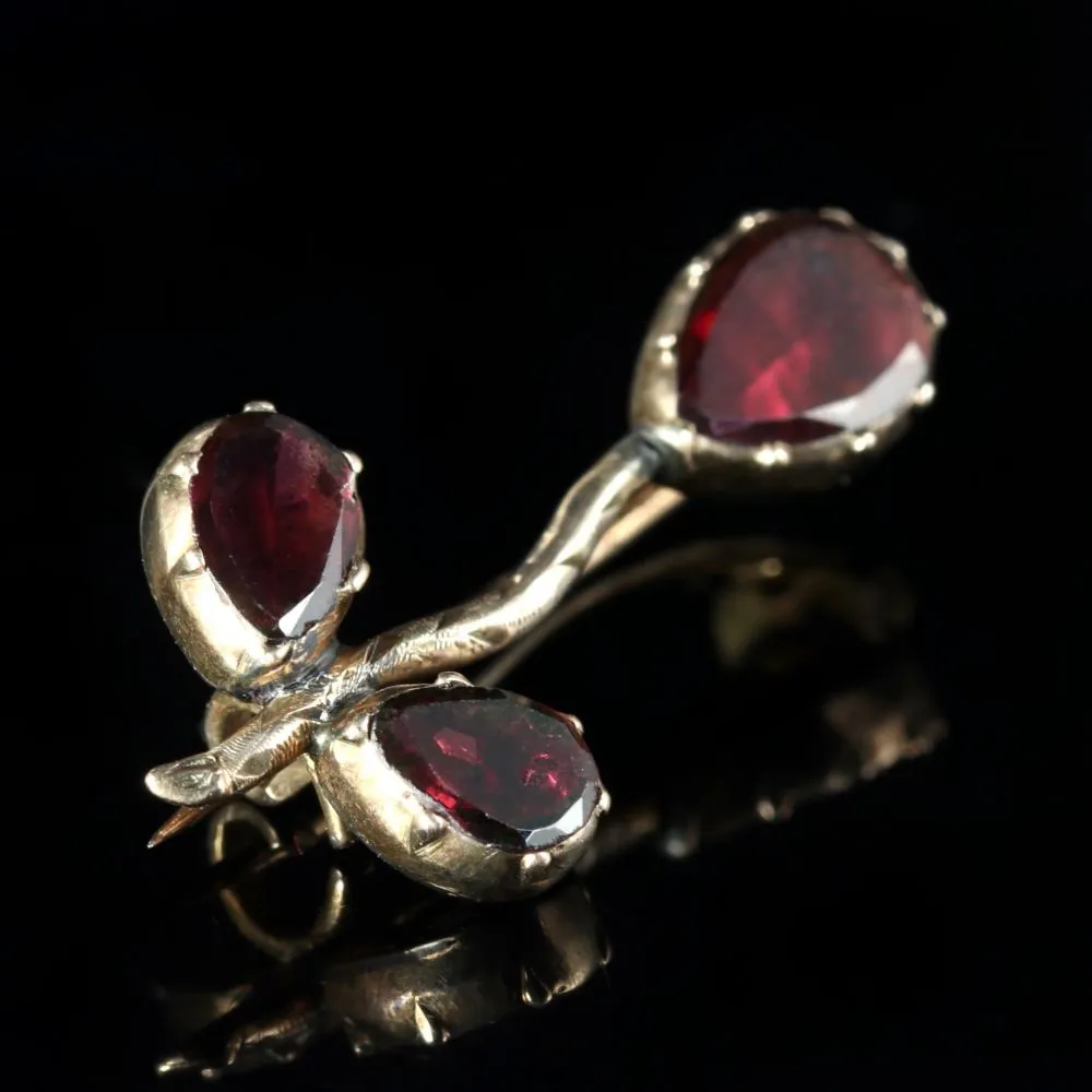 Georgian Flat Cut Garnet Brooch 18Ct Circa 1770