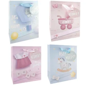 GIFT BAG BABY EX 32X42X11.5CM 4ASST