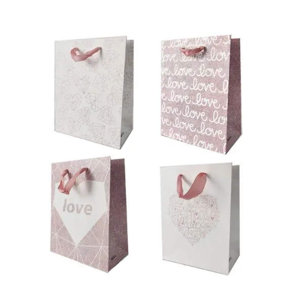 Glitter Hearts Gift Bag - 18cm x 23cm x 10cm