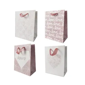 Glitter Hearts Gift Bag - 18cm x 23cm x 10cm