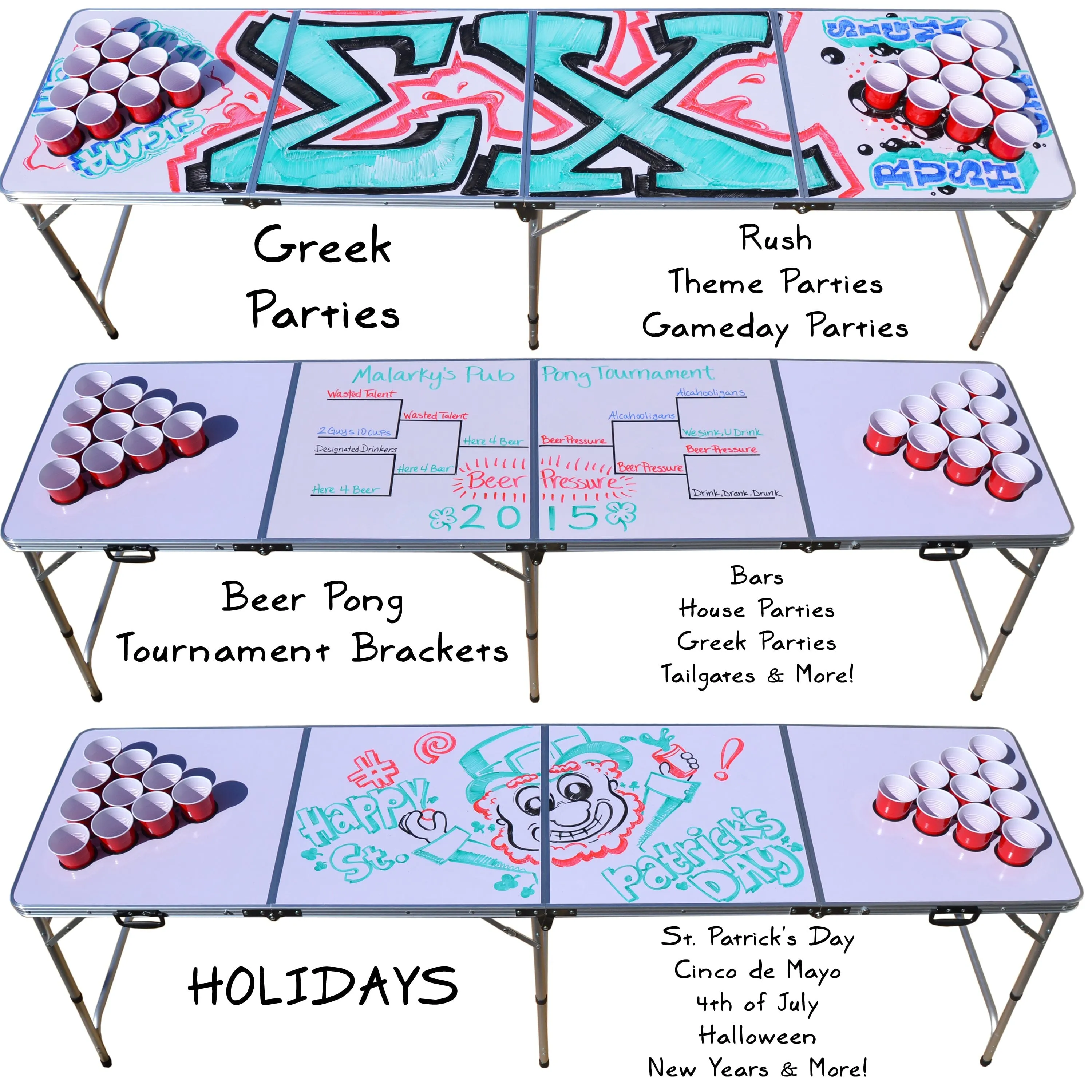 GoPong 8 Foot Beer Pong Table with Customizable Dry Erase Surface