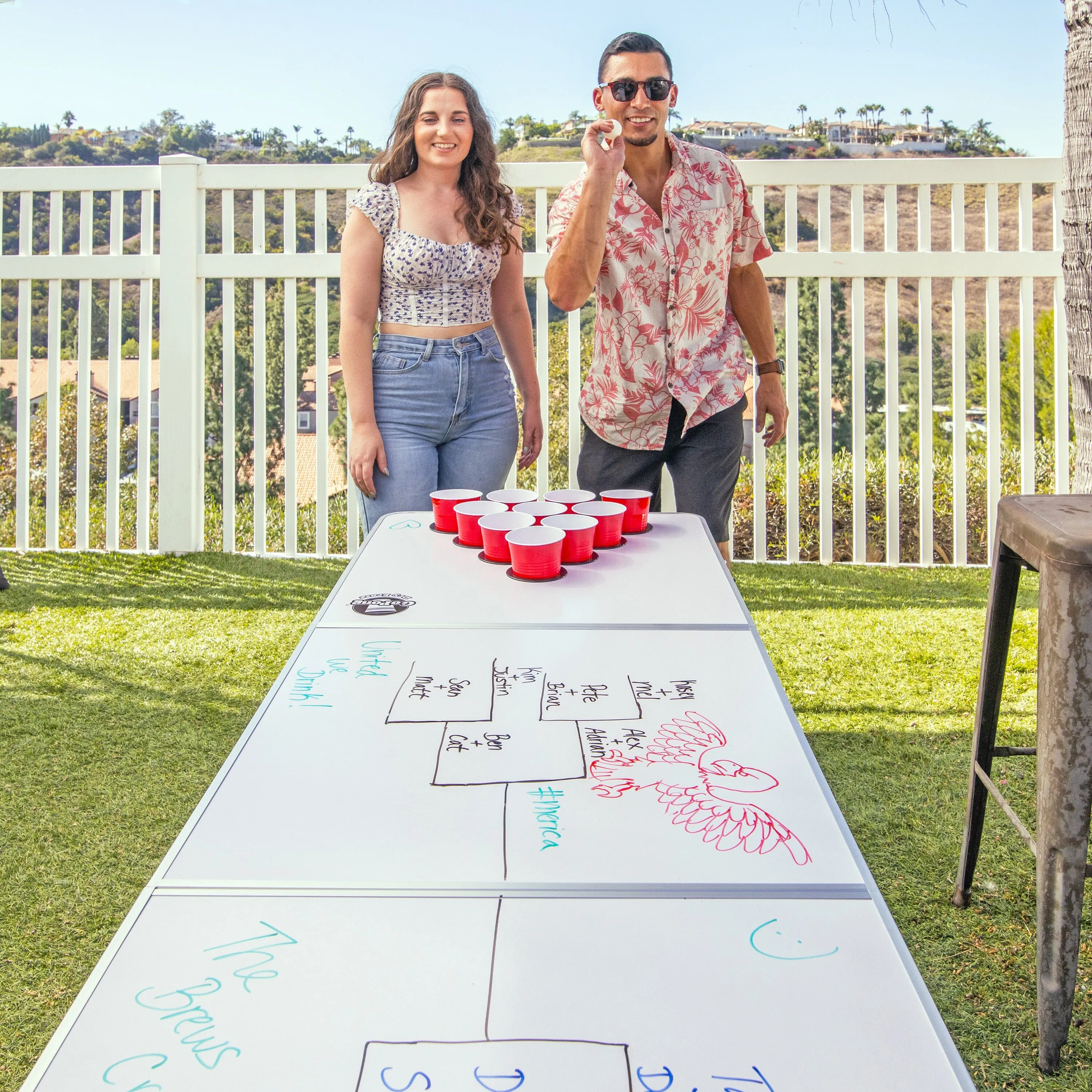 GoPong 8 Foot Beer Pong Table with Customizable Dry Erase Surface