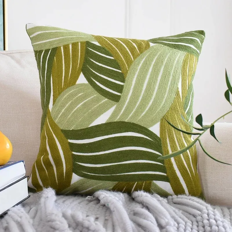Green Goddess Set of 3 Embroidered Pillow Covers
