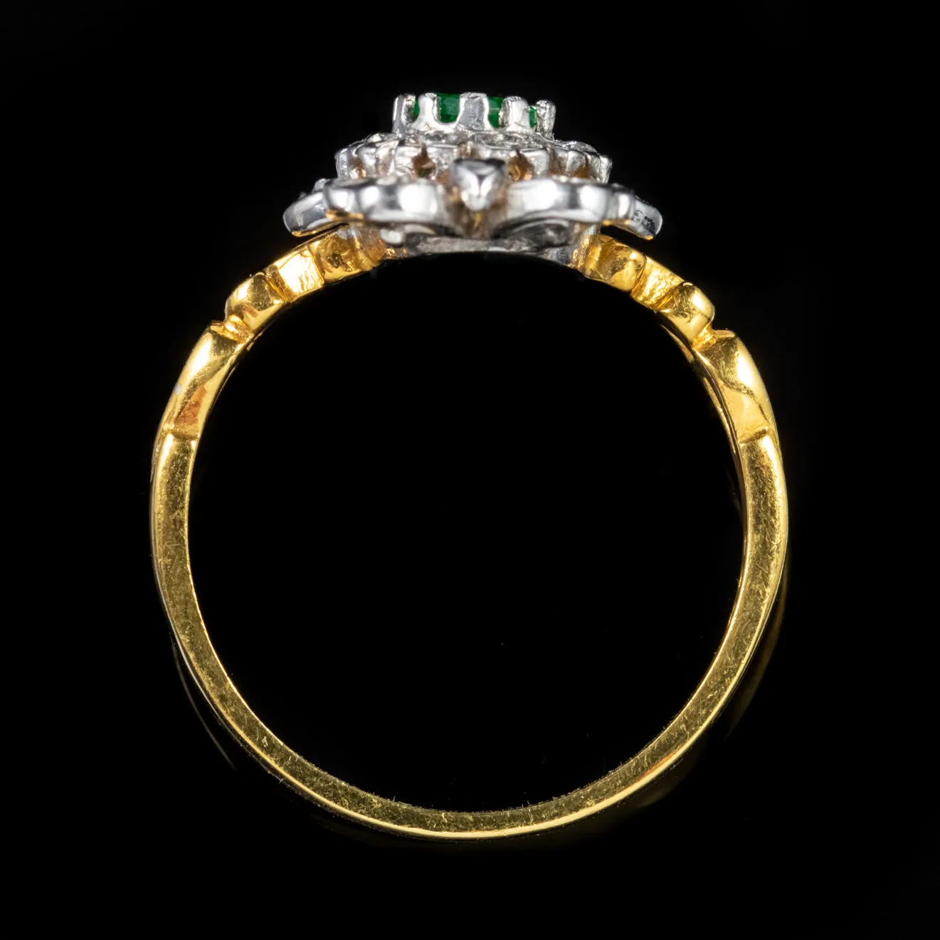 Green Paste Stone Ring 18Ct Gold On Silver