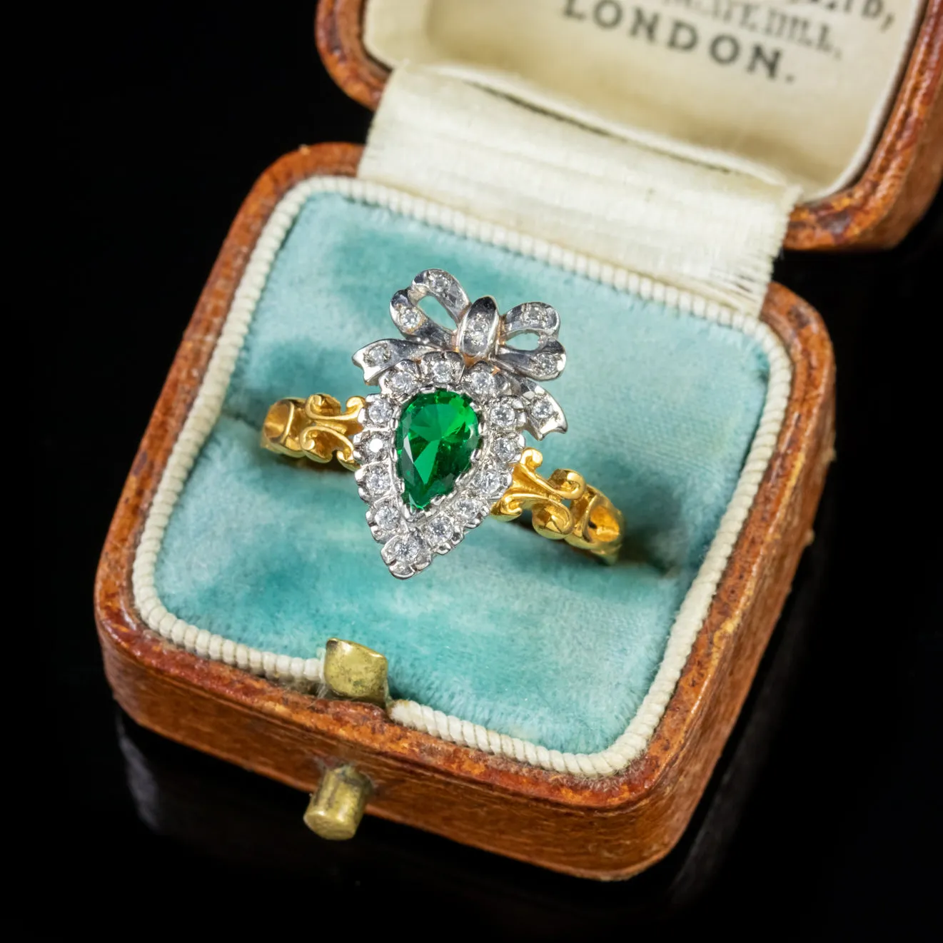 Green Paste Stone Ring 18Ct Gold On Silver