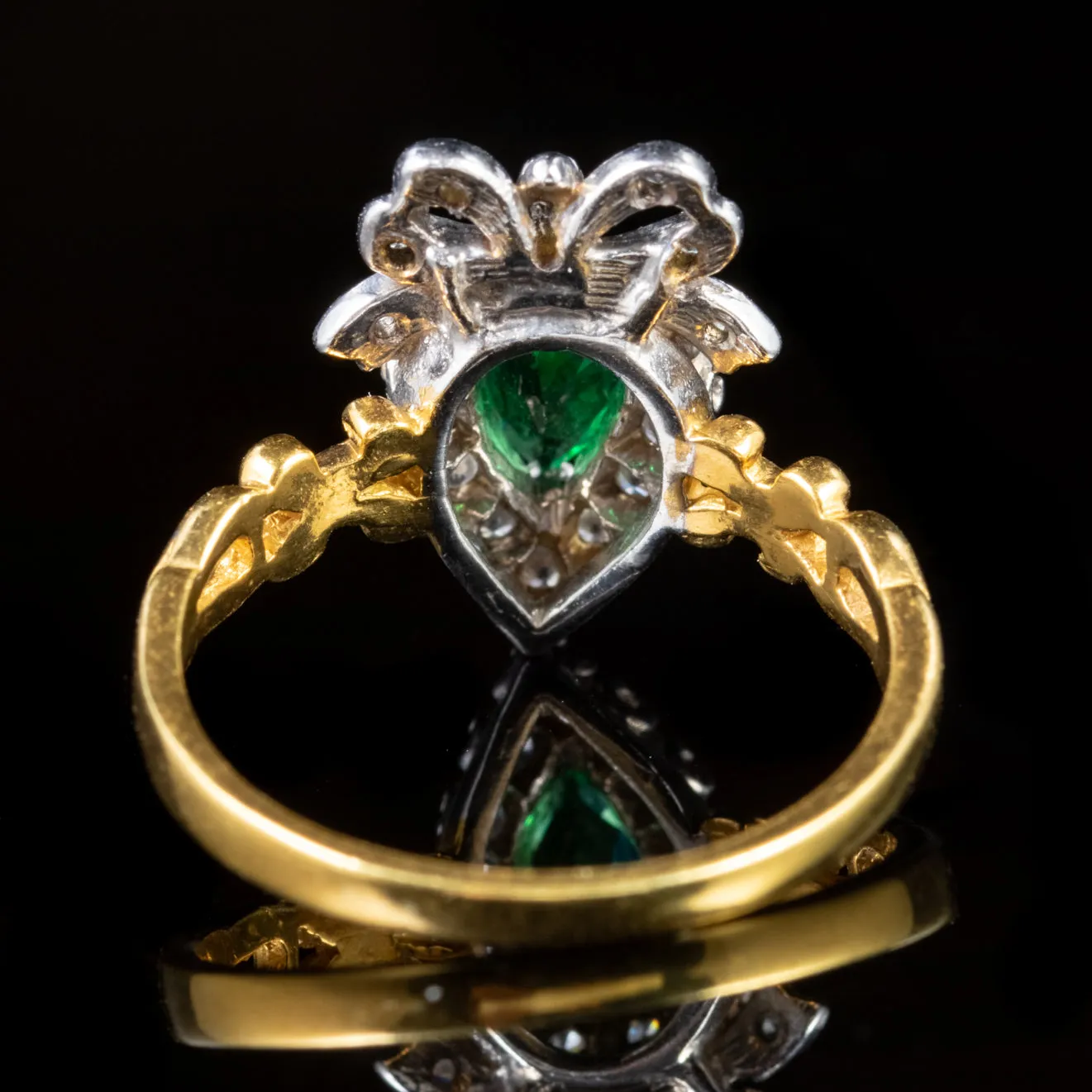 Green Paste Stone Ring 18Ct Gold On Silver