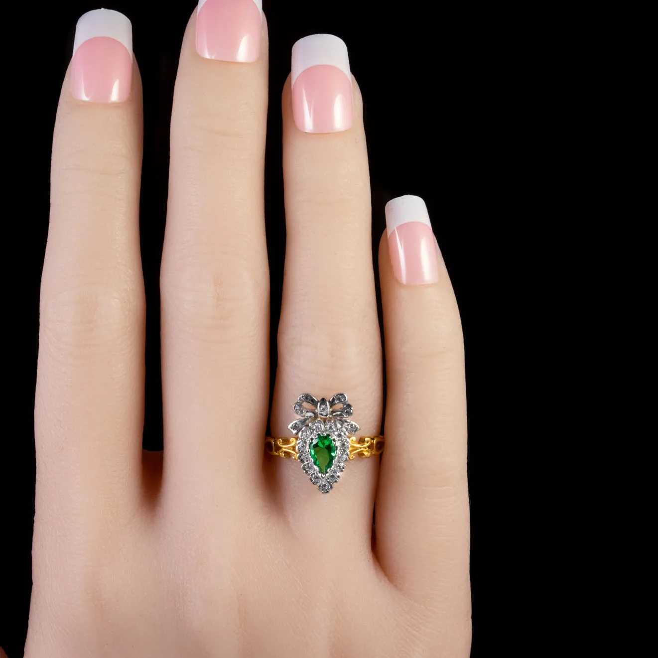 Green Paste Stone Ring 18Ct Gold On Silver