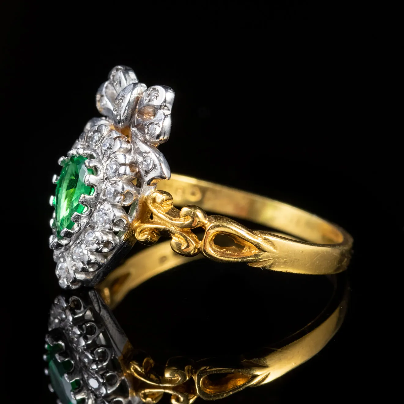 Green Paste Stone Ring 18Ct Gold On Silver
