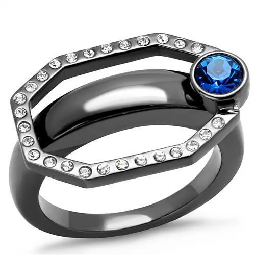 Gun Stainless Steel Ring Top GRD Crystal Capri Blue TK2809 for Women Style Light