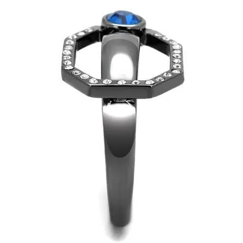 Gun Stainless Steel Ring Top GRD Crystal Capri Blue TK2809 for Women Style Light