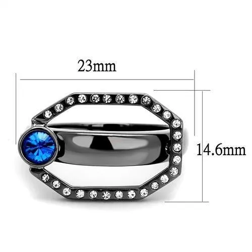 Gun Stainless Steel Ring Top GRD Crystal Capri Blue TK2809 for Women Style Light
