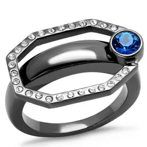 Gun Stainless Steel Ring Top GRD Crystal Capri Blue TK2809 for Women Style Light