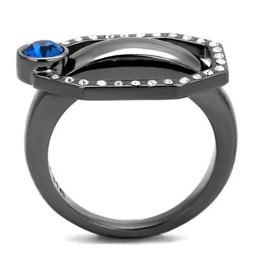 Gun Stainless Steel Ring Top GRD Crystal Capri Blue TK2809 for Women Style Light