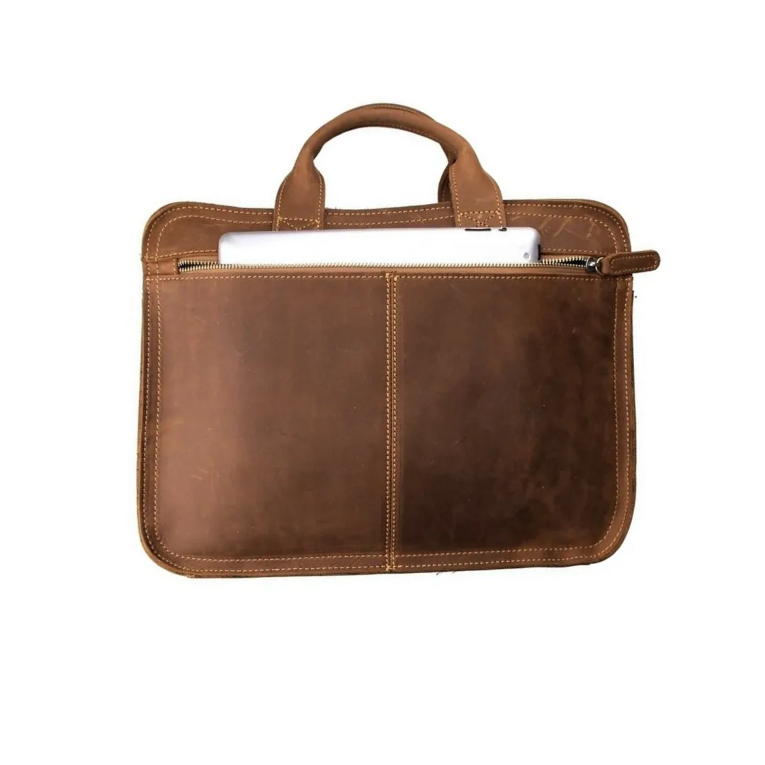 Handmade Vintage Style Full Grain Leather Large Satchel - Brown