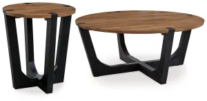Hanneforth Coffee Table with 1 End Table in Brown/Black