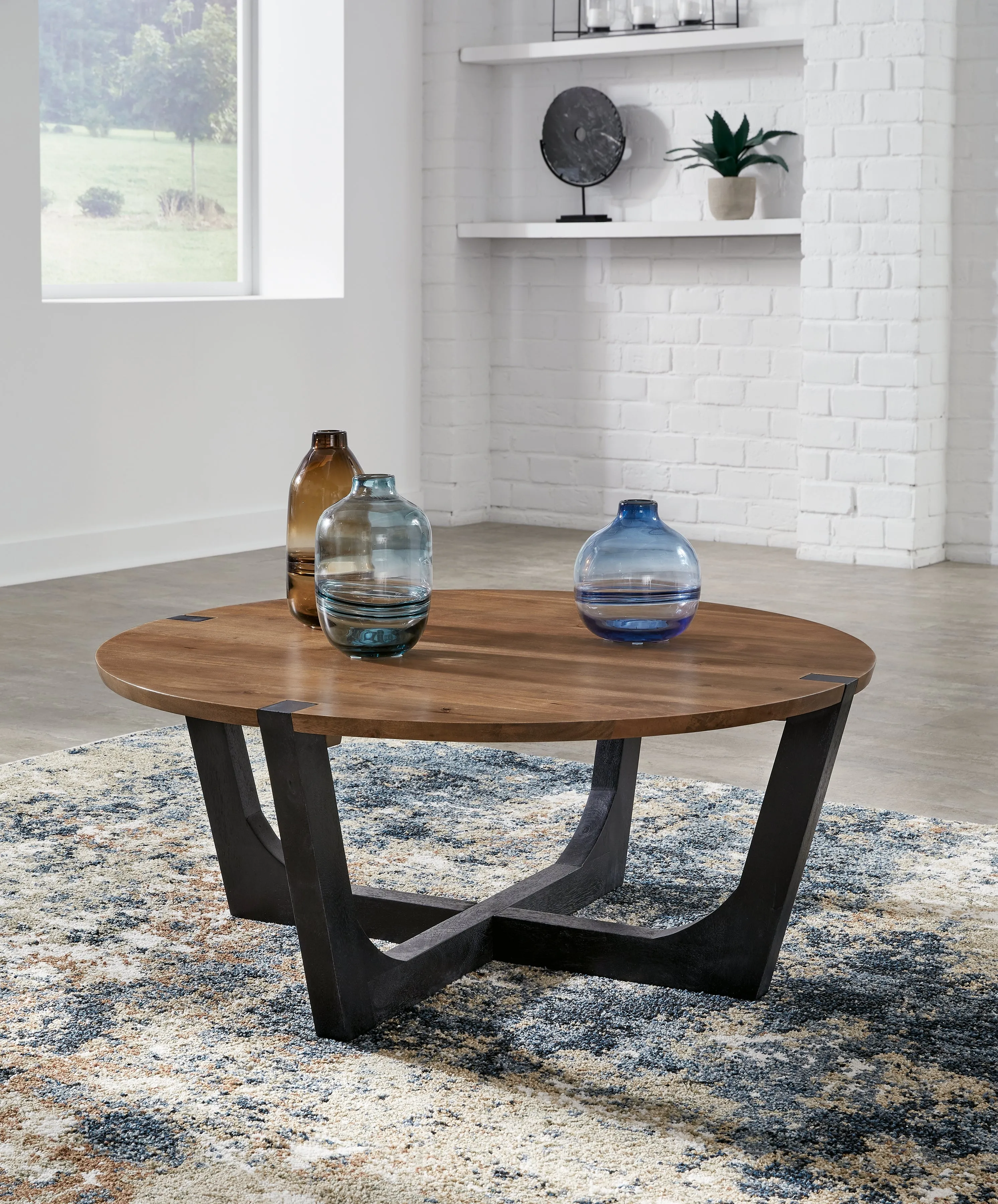 Hanneforth Coffee Table with 1 End Table in Brown/Black
