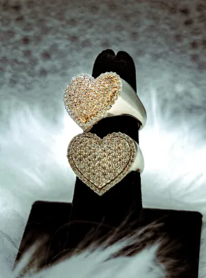 Heart Ring 14K White - Rose Gold With Diamonds / 9.6gr / Size 7
