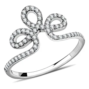High polished (no plating) Stainless Steel Ring with AAA Grade CZ in Clear for Women Style DA141