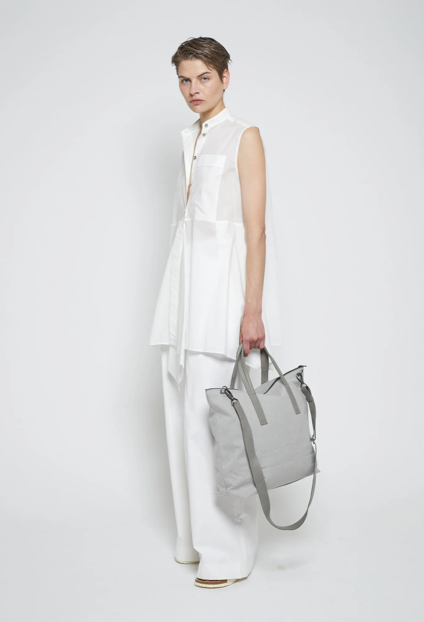 ISAAC REINA Cotton Canvas Pilot Bag in Military Gray