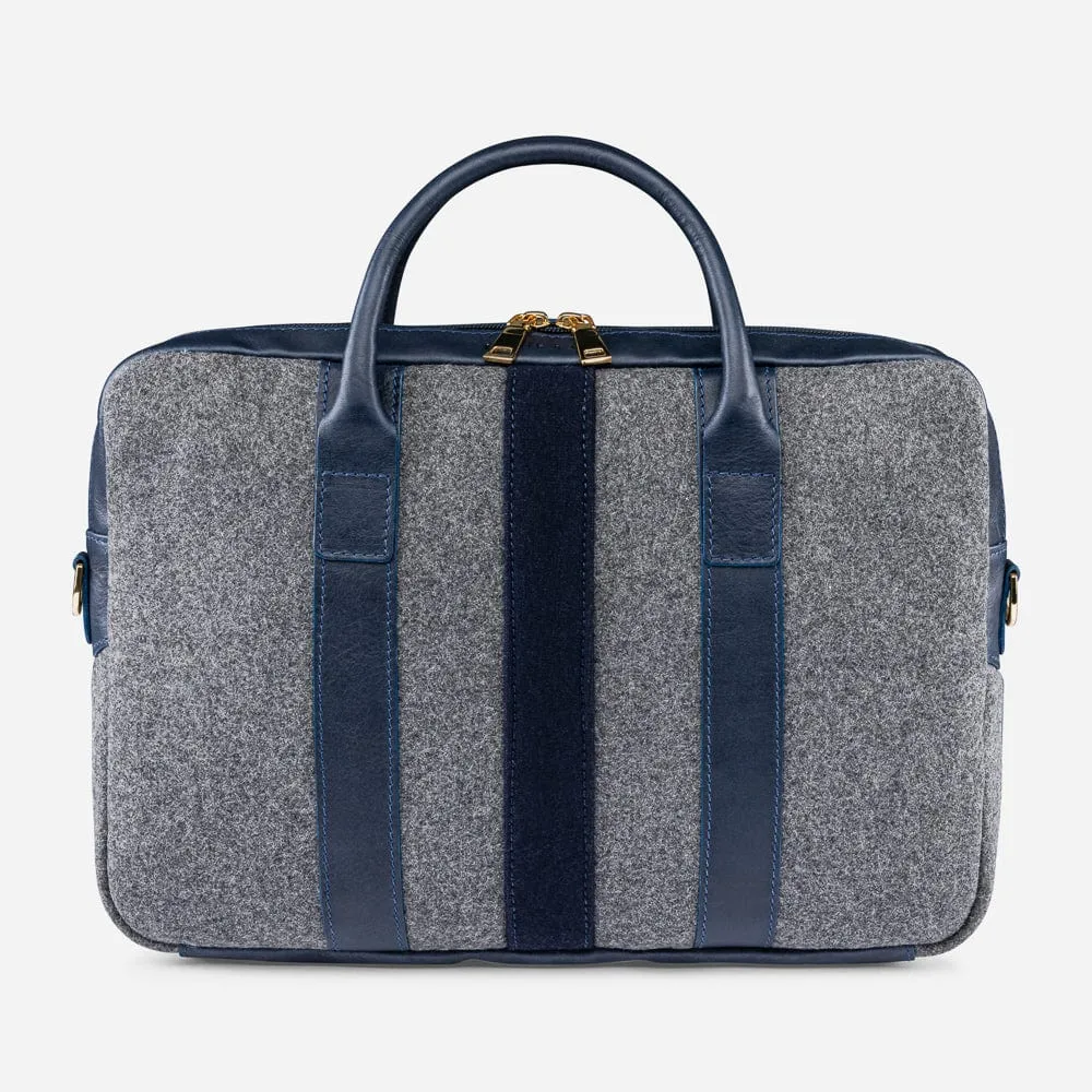 Italian Wool Briefcase in Grey & Navy