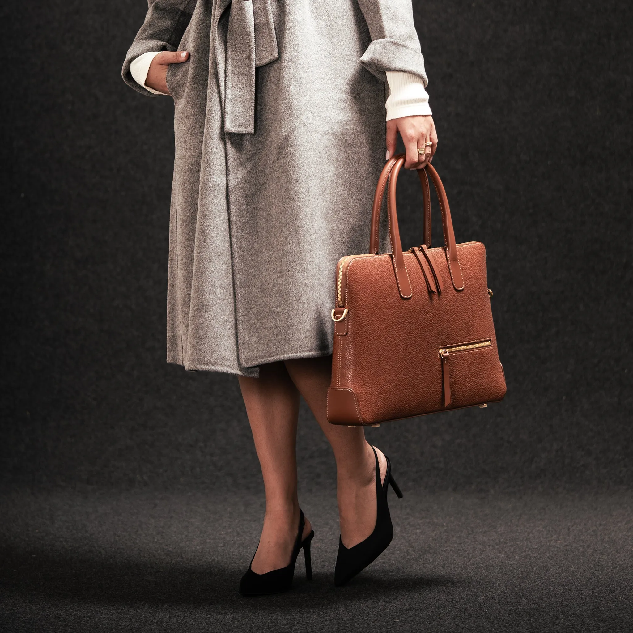 LENA  | Cuir grainé cognac