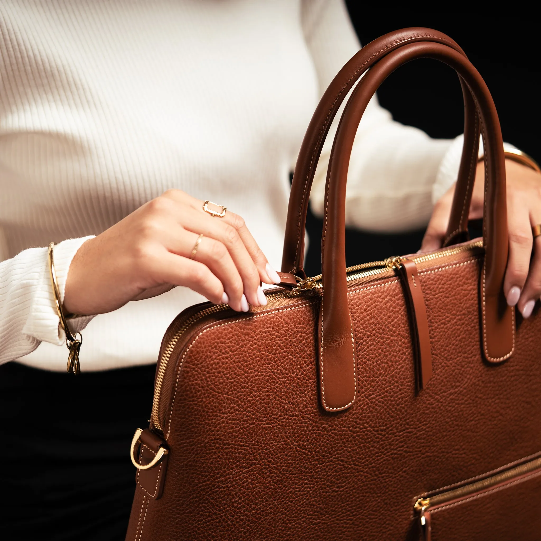 LENA  | Cuir grainé cognac