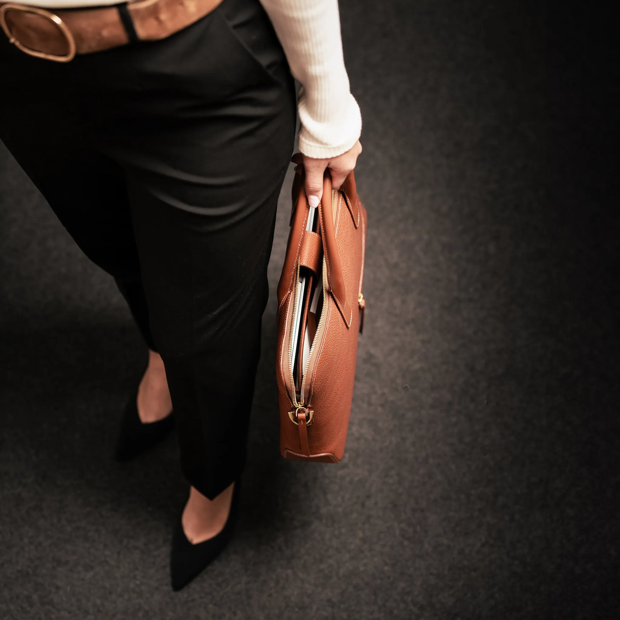 LENA  | Cuir grainé cognac