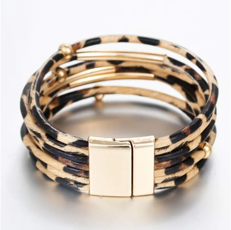 Leopard Bracelet for Women Wrap Multi-Layer
