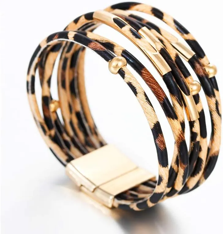 Leopard Bracelet for Women Wrap Multi-Layer