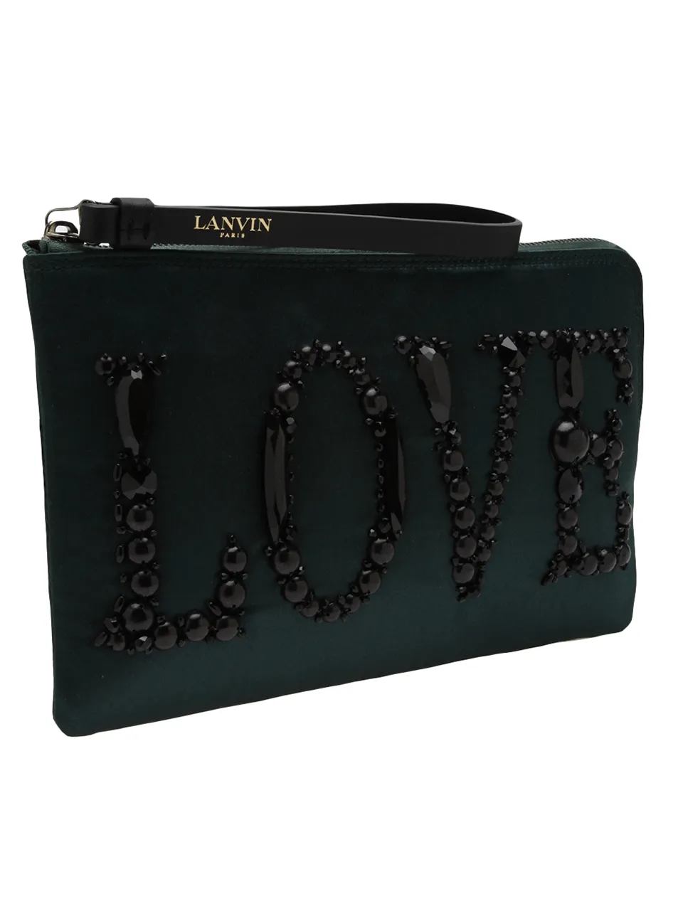 Love Embroidered Satin Clutch
