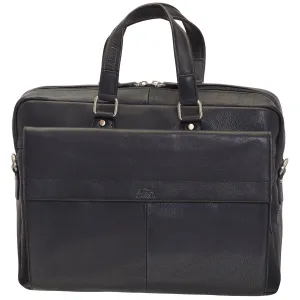 Mancini Leather Slim Laptop/tablet Briefcase, 16.25" x 2.5" x 12", Black