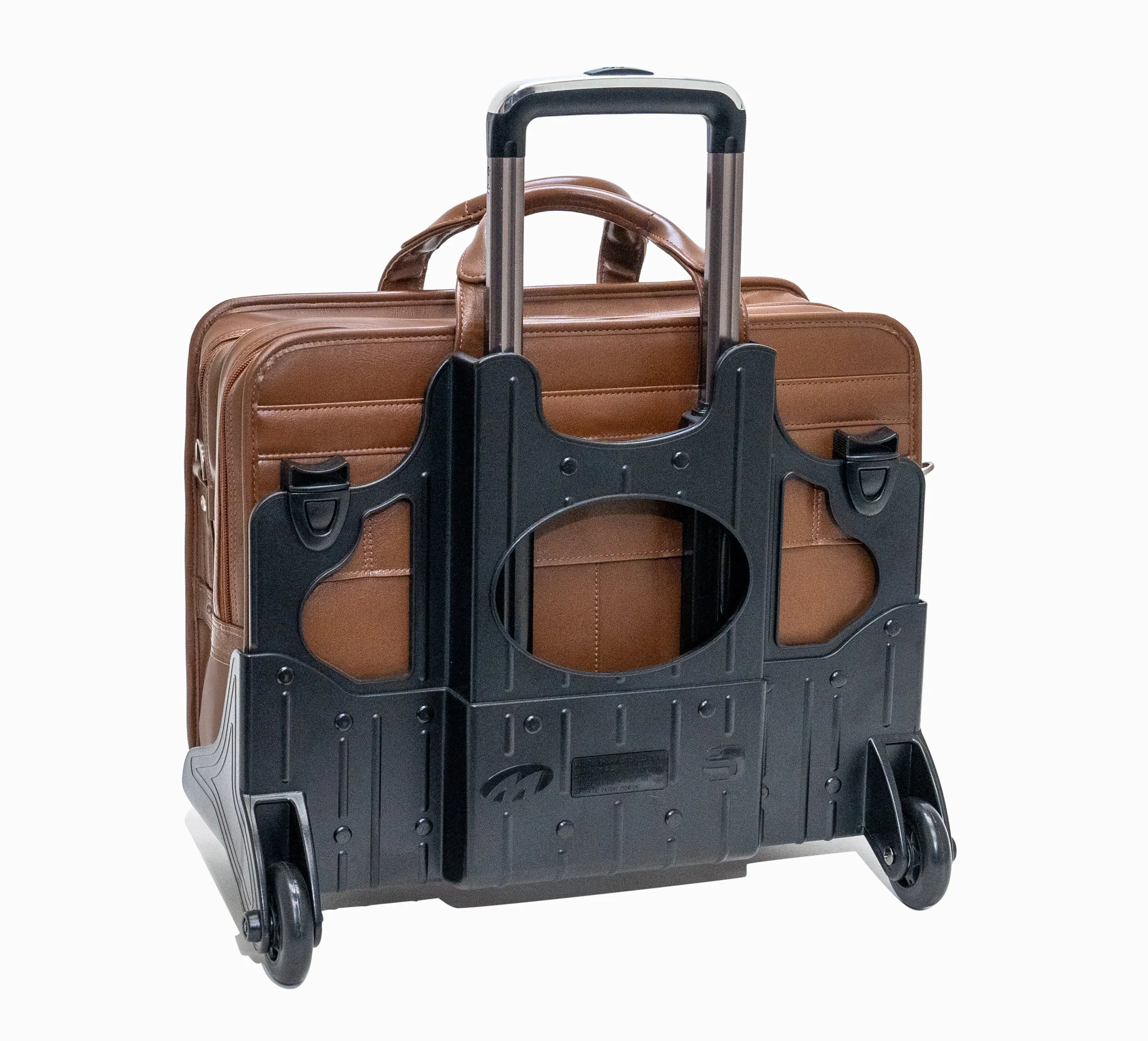 McKlein CLINTON 17" Leather Patented Detachable -Wheeled Laptop Briefcase