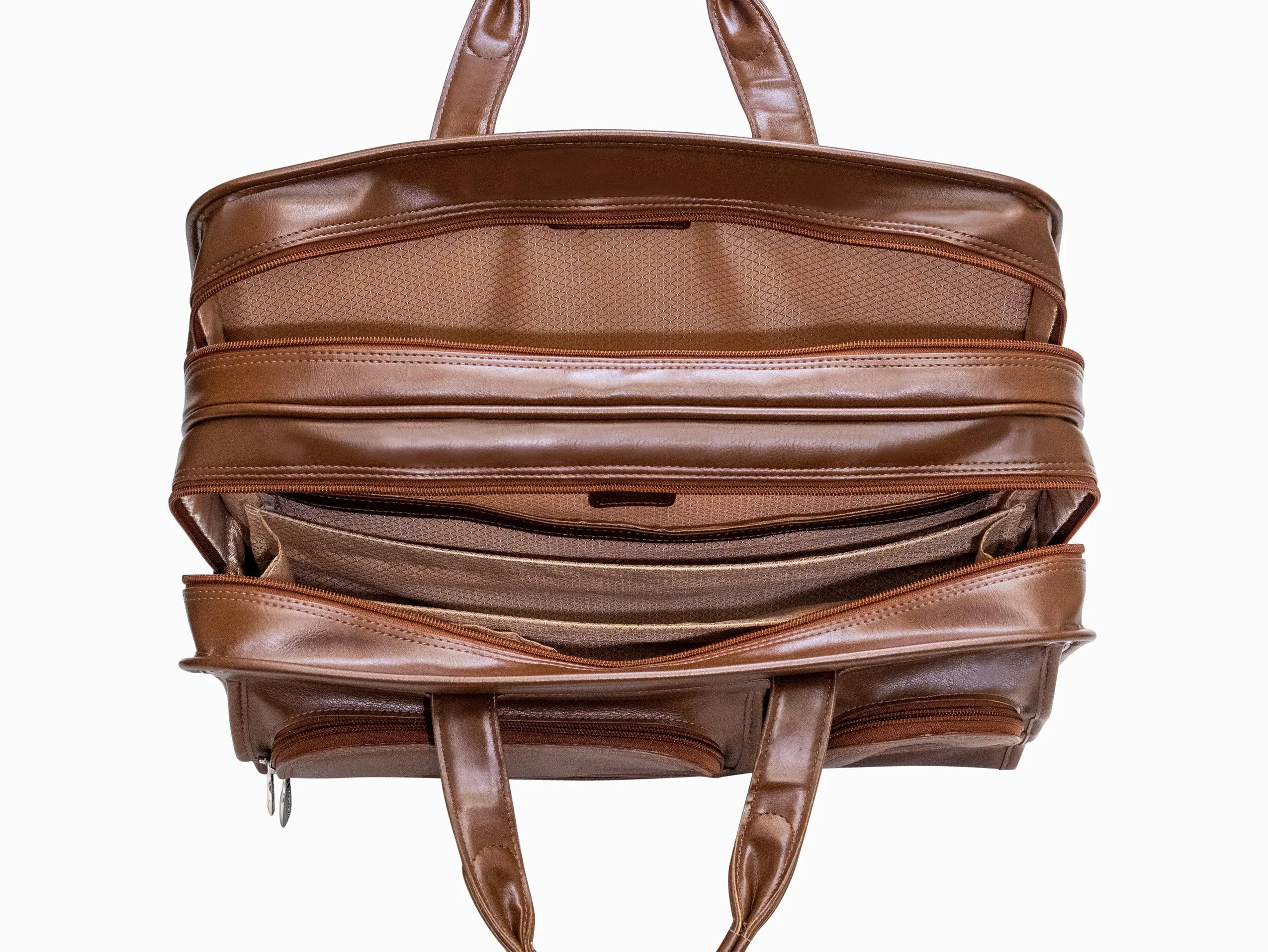 McKlein CLINTON 17" Leather Patented Detachable -Wheeled Laptop Briefcase