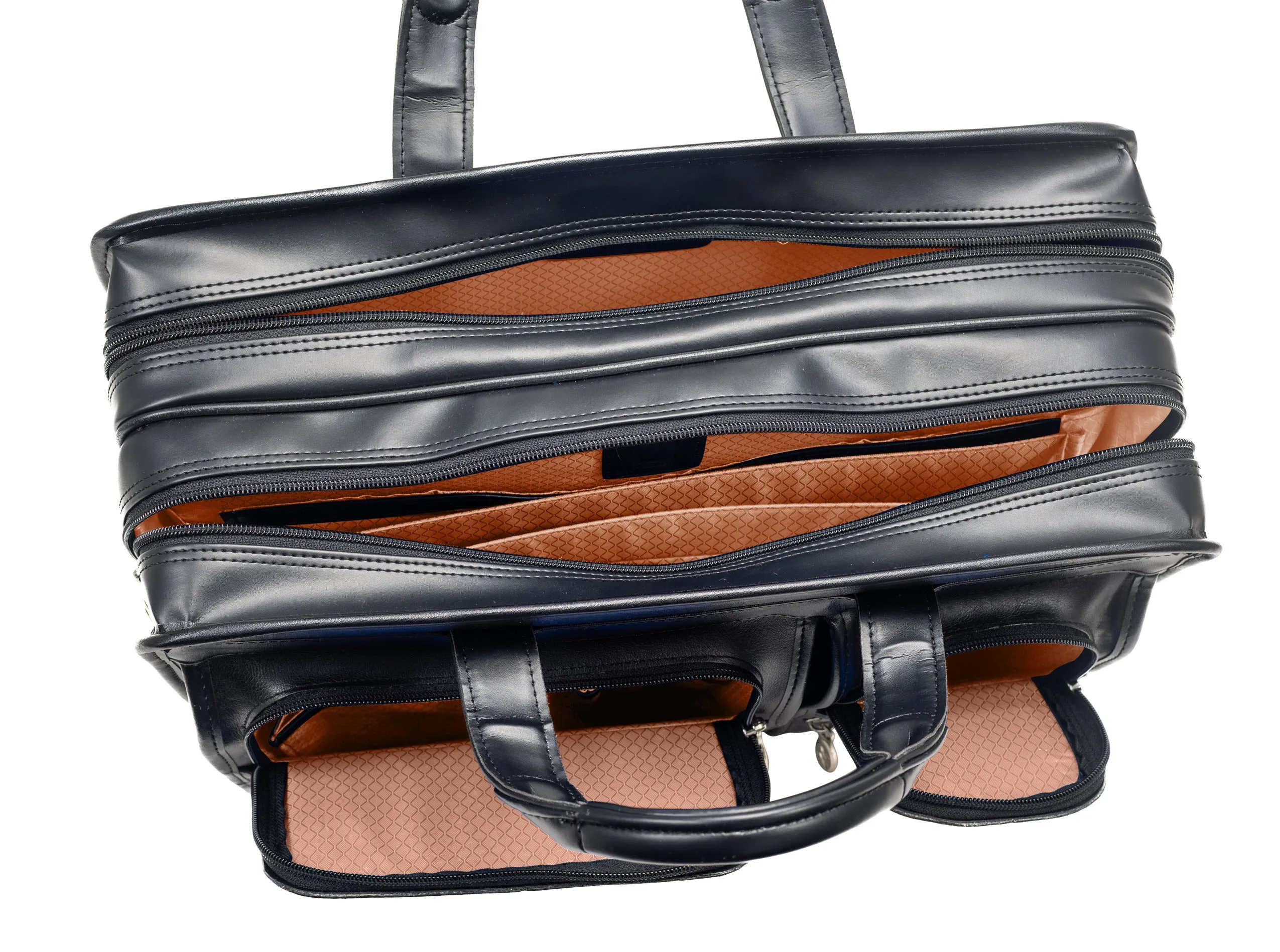 McKlein CLINTON 17" Leather Patented Detachable -Wheeled Laptop Briefcase