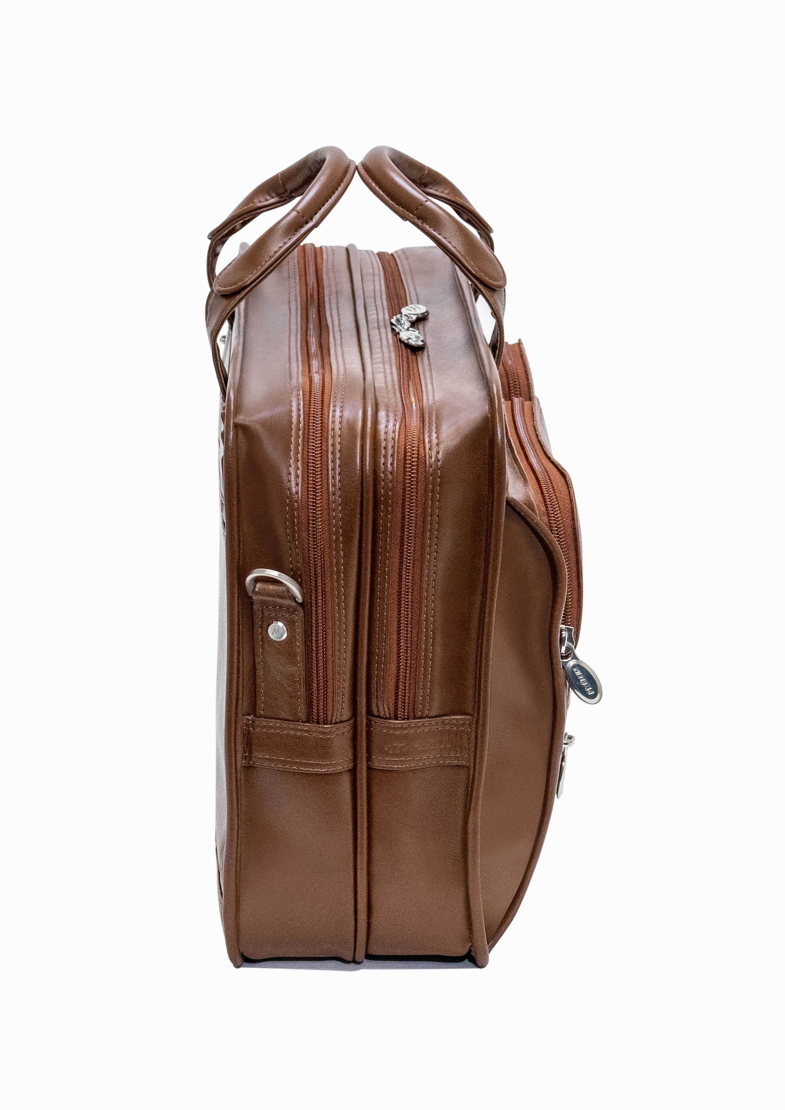 McKlein CLINTON 17" Leather Patented Detachable -Wheeled Laptop Briefcase