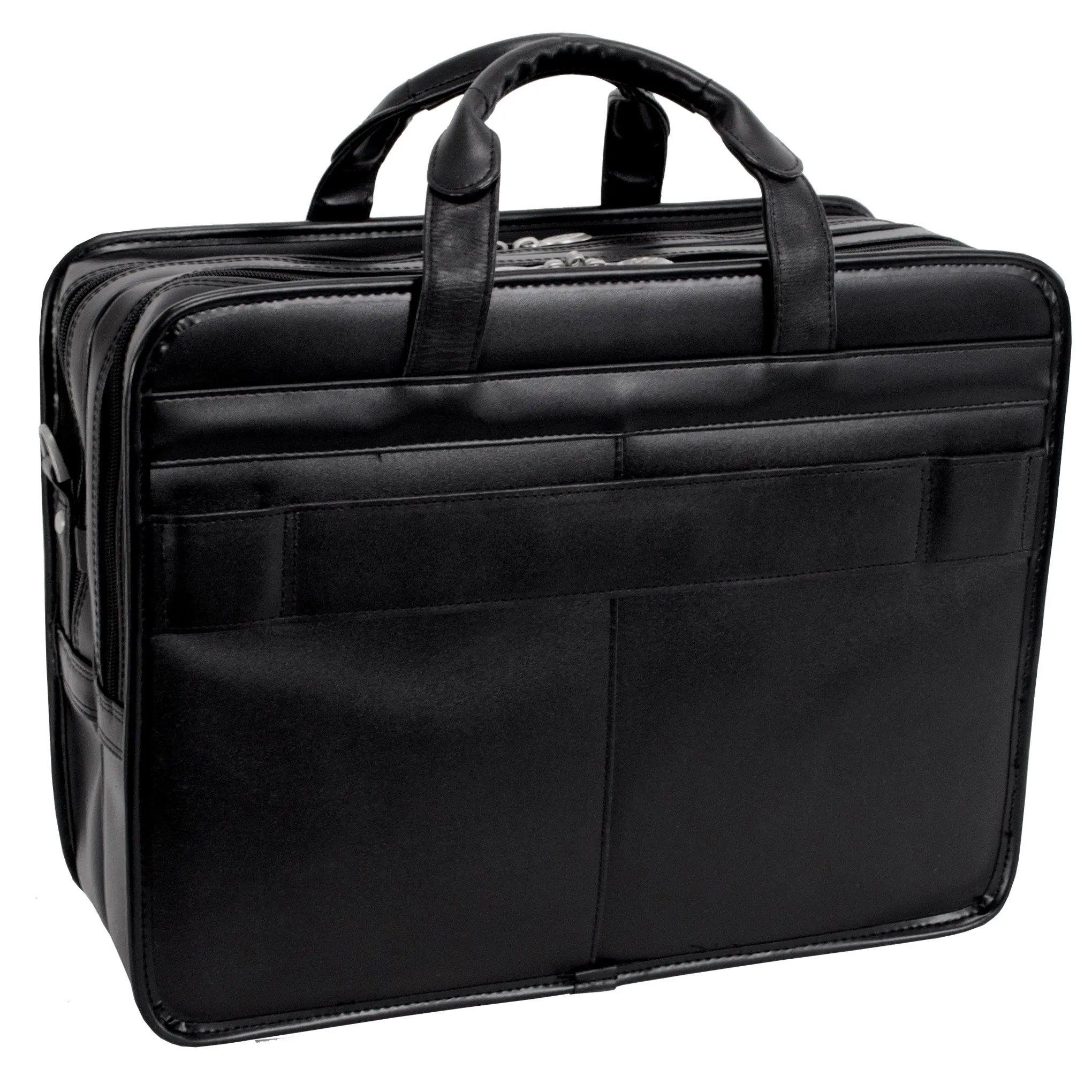 McKlein CLINTON 17" Leather Patented Detachable -Wheeled Laptop Briefcase