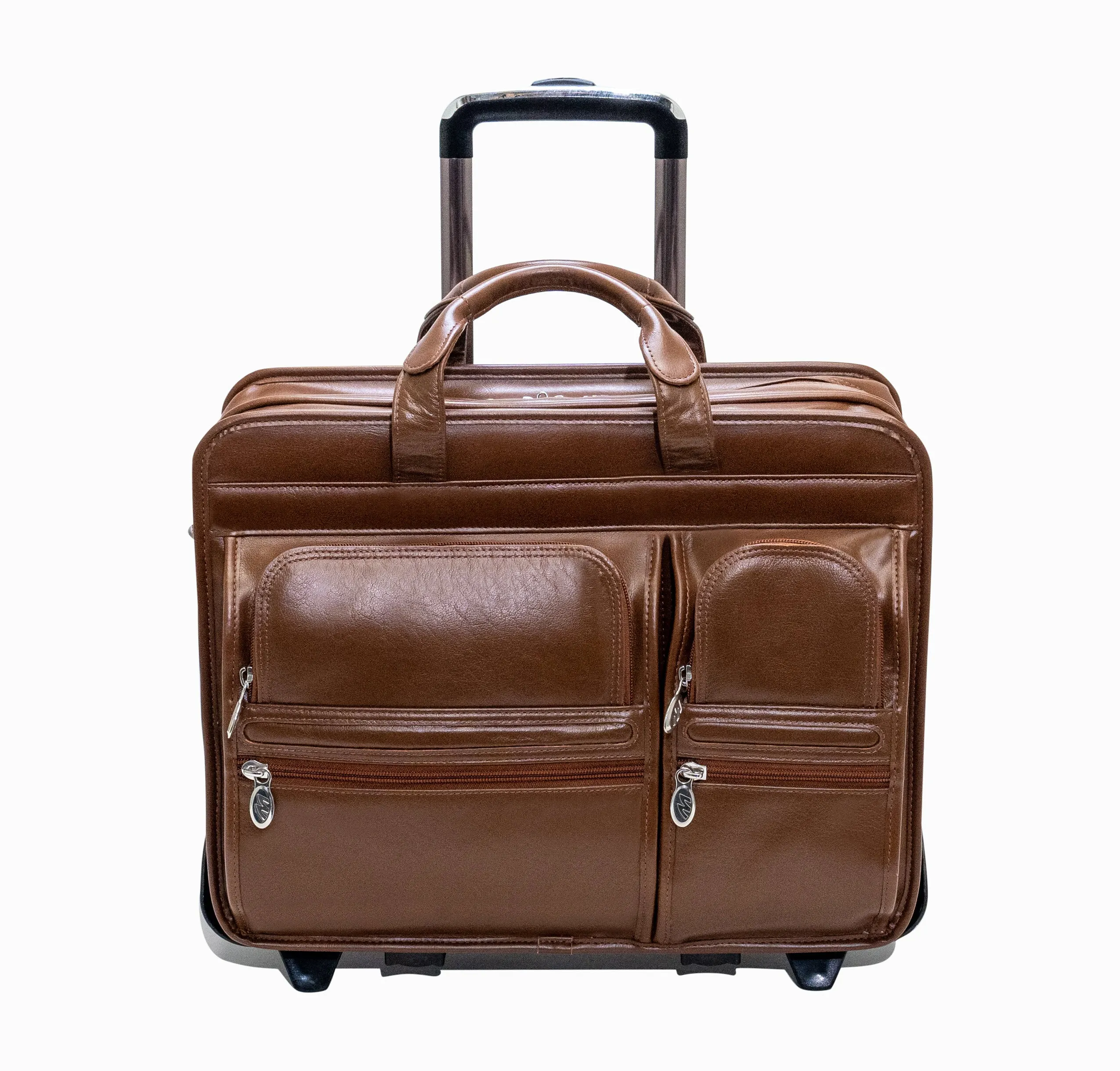 McKlein CLINTON 17" Leather Patented Detachable -Wheeled Laptop Briefcase
