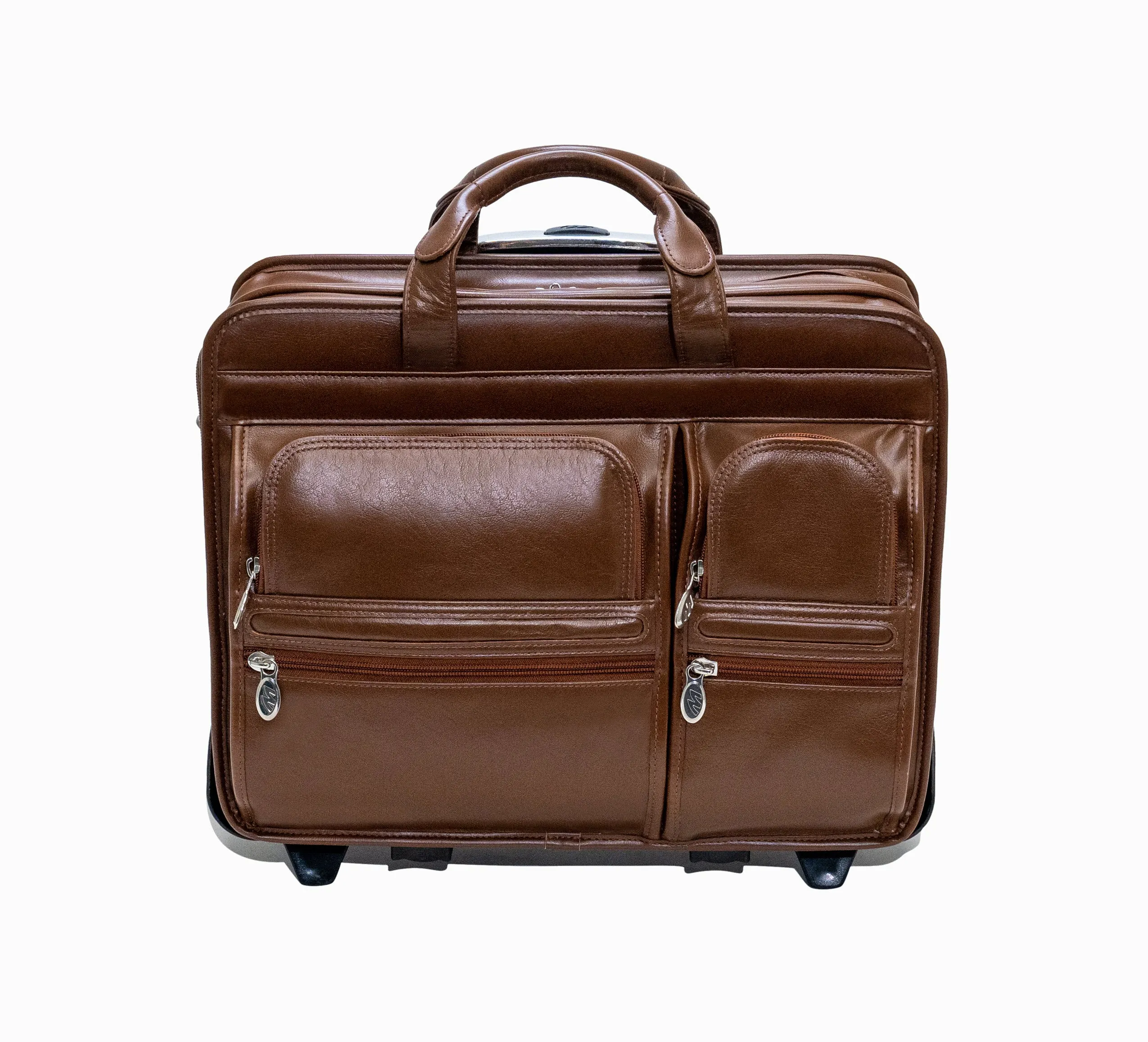 McKlein CLINTON 17" Leather Patented Detachable -Wheeled Laptop Briefcase