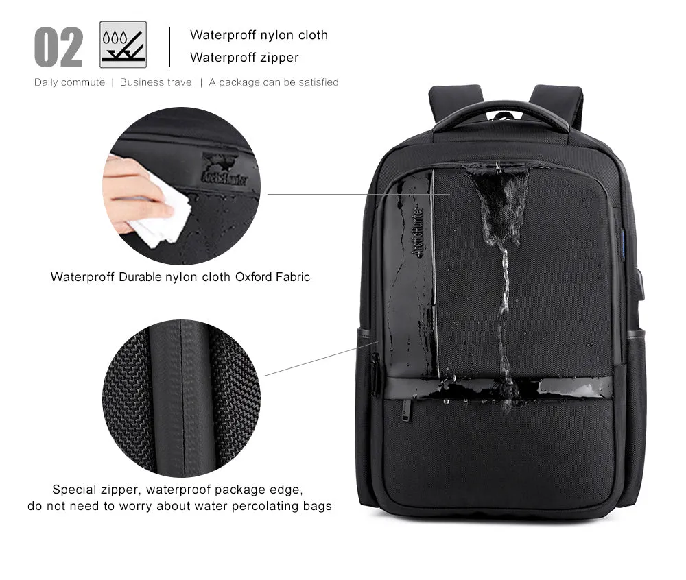 Men 's Waterproof  College/School Backpack -Black,Blue,Gray
