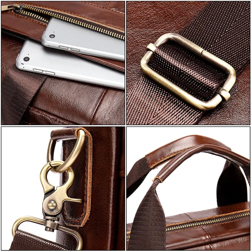 Men's Briefcases Genuine Leather Messenger Bag