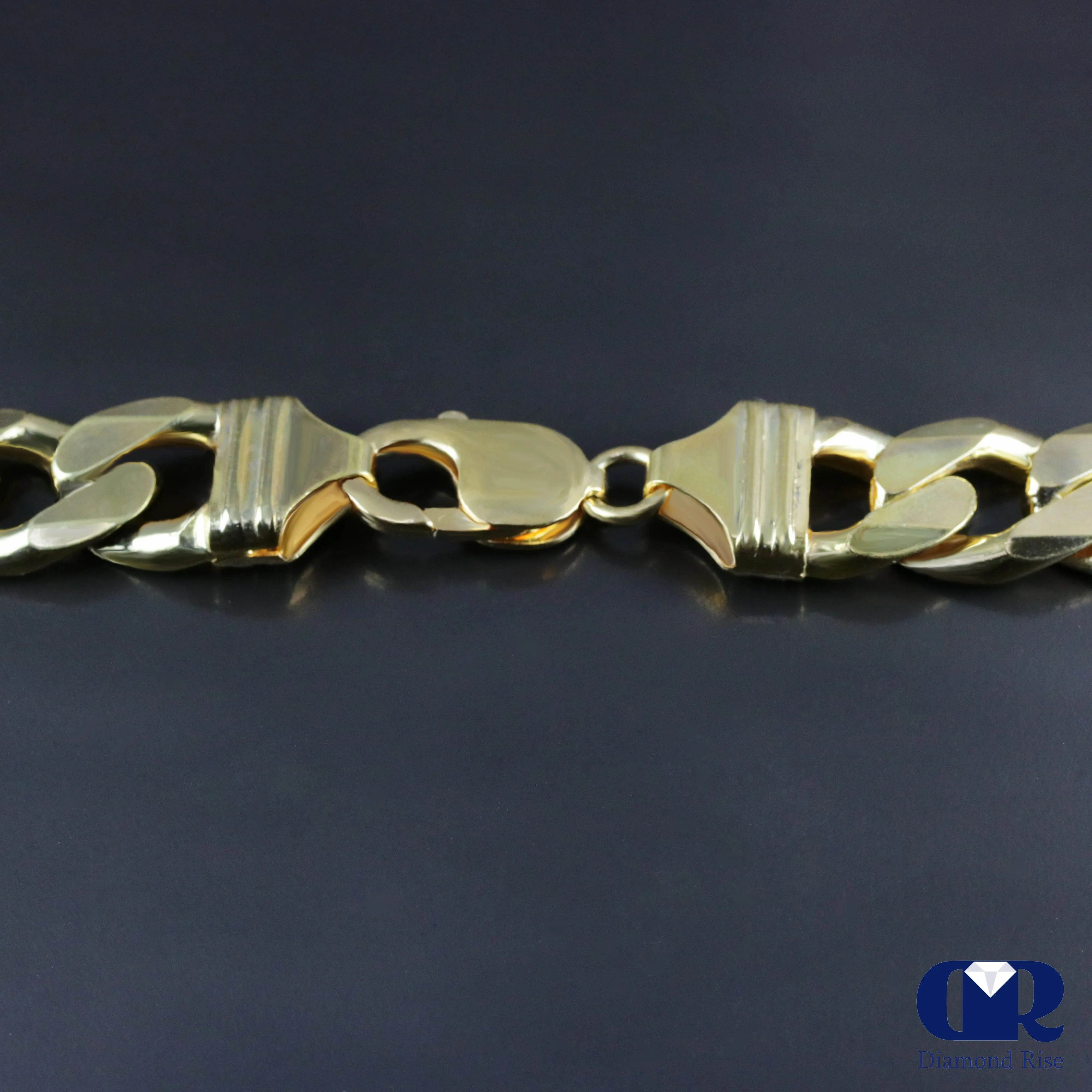 Men's Cuban Chain Necklace .925 Sterling Silver Over 18K Yellow Gold 13mm