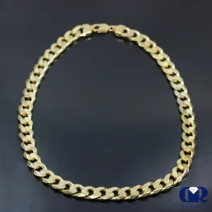 Men's Cuban Chain Necklace .925 Sterling Silver Over 18K Yellow Gold 13mm