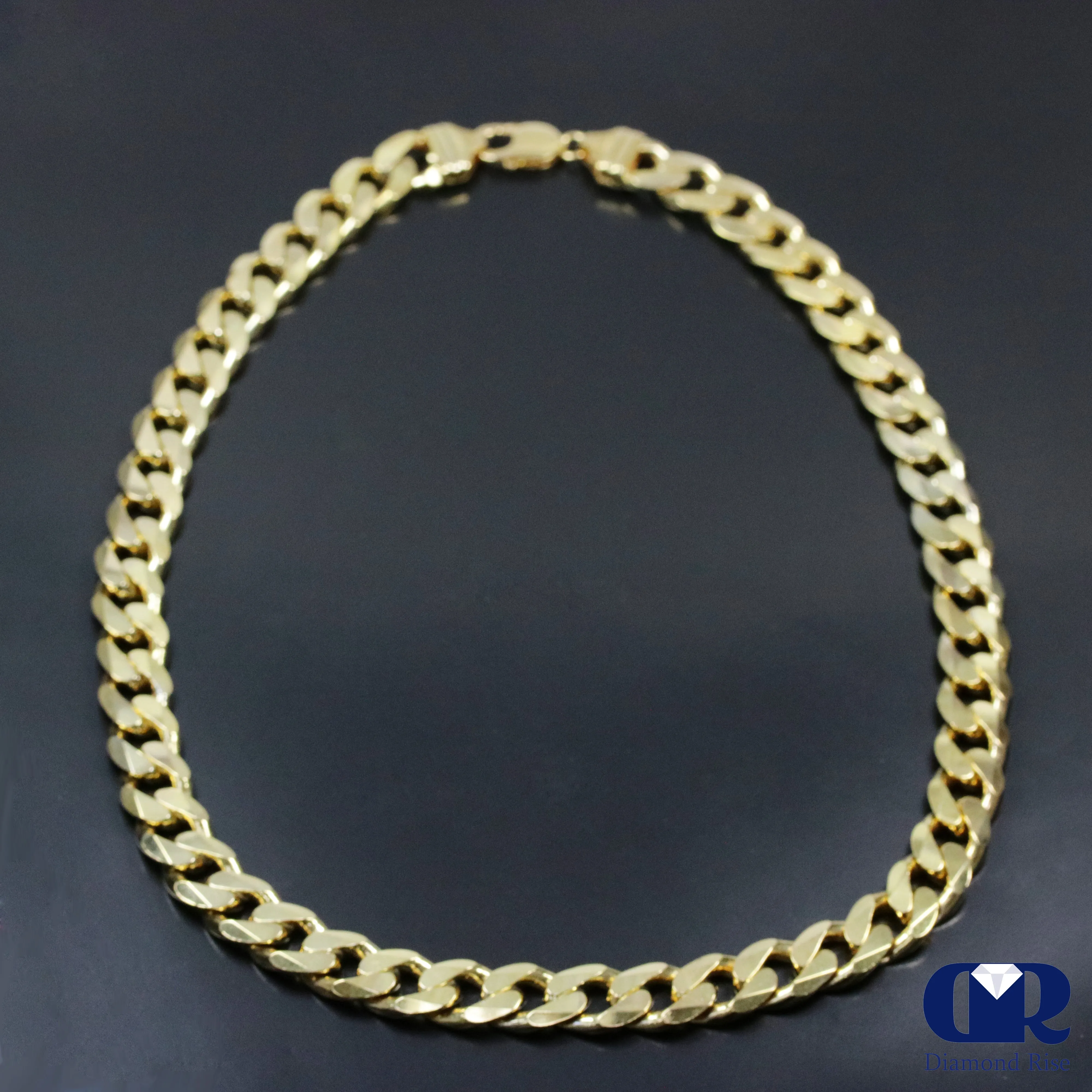 Men's Cuban Chain Necklace .925 Sterling Silver Over 18K Yellow Gold 13mm