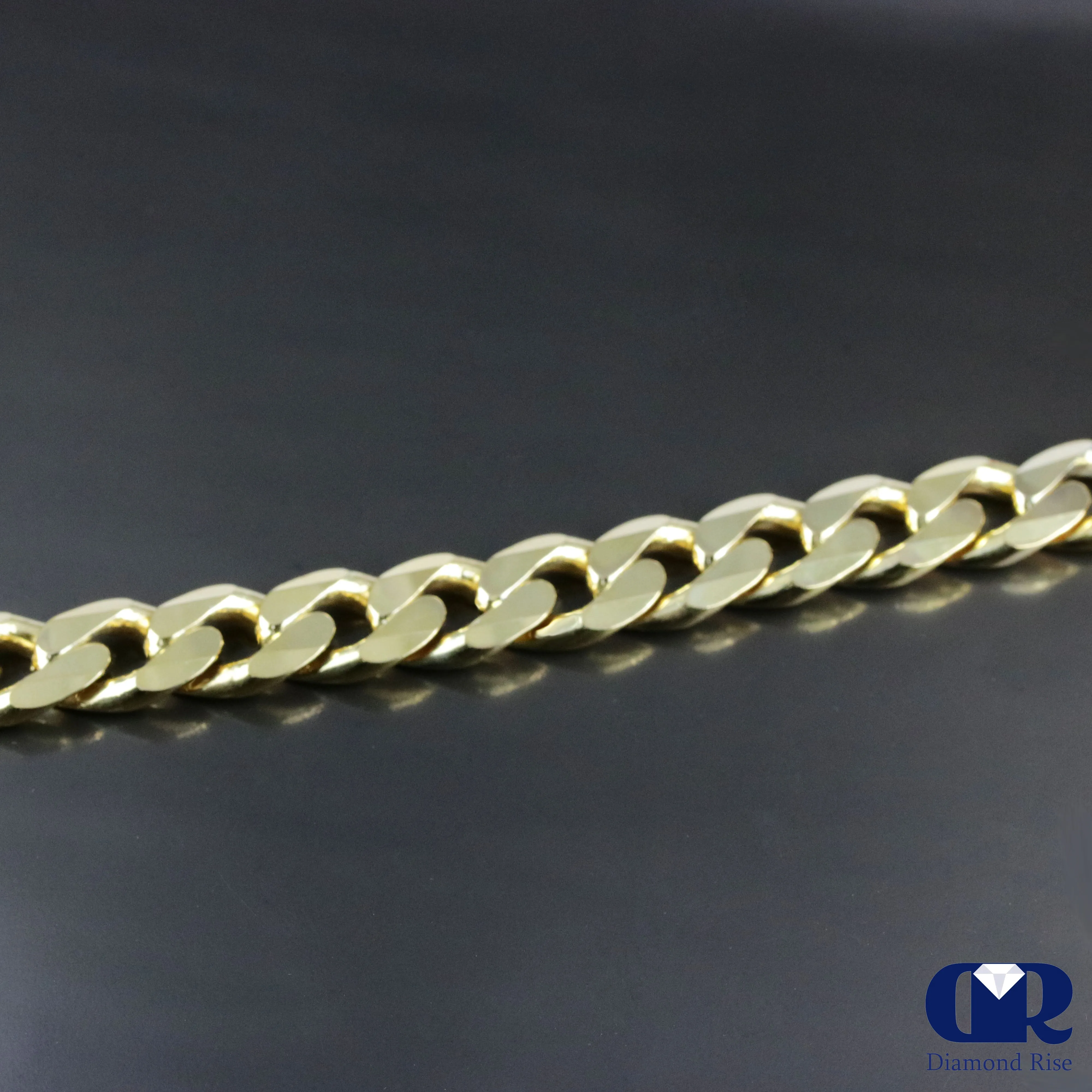 Men's Cuban Chain Necklace .925 Sterling Silver Over 18K Yellow Gold 13mm