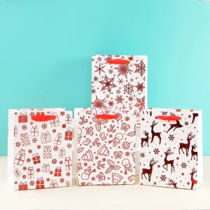 Merry Christmas With Reindeer And Stars Stylish Paper-Bag For Gifting.