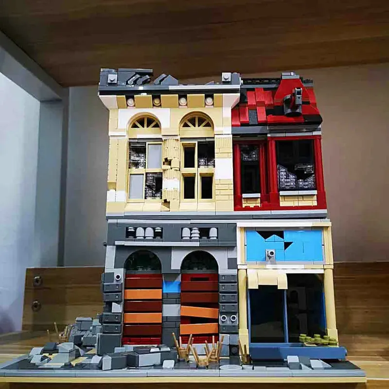 MOC K126 Experts Ruin City Bank Apocalypse Bricks Toys